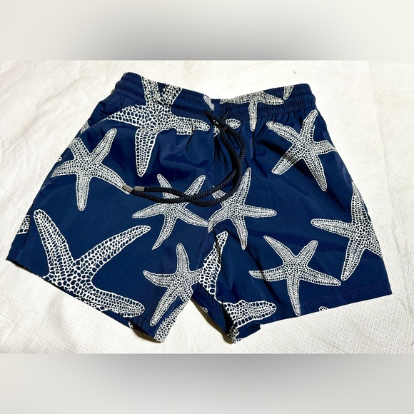 Vilebrequin Moorise New NWT Sz M Men's Navy Starfish Swim Shorts glow in dark - Picture 2 of 10